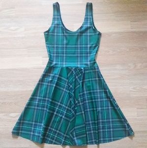 Black Milk Tartan Green Skater Dress size LT S